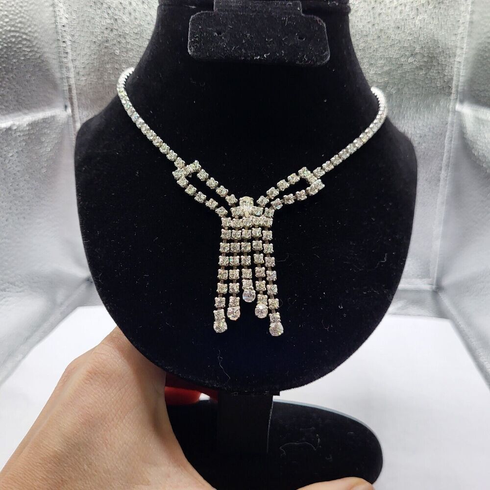 Vintage 50s Dainty Rhinestone Collar Necklace